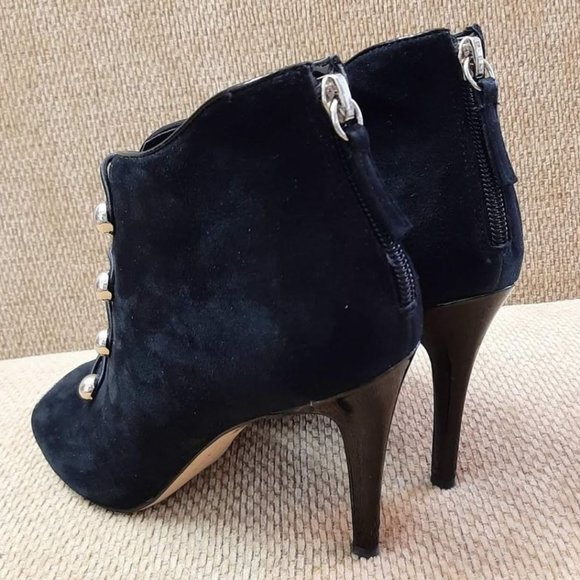 Size 7 Black WHBM PEYTON Open Toe High Heel Booties - Picture 4 of 4